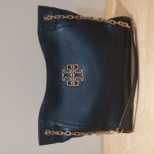 Tory Burch Black Leather Tote Shoulder Bag
